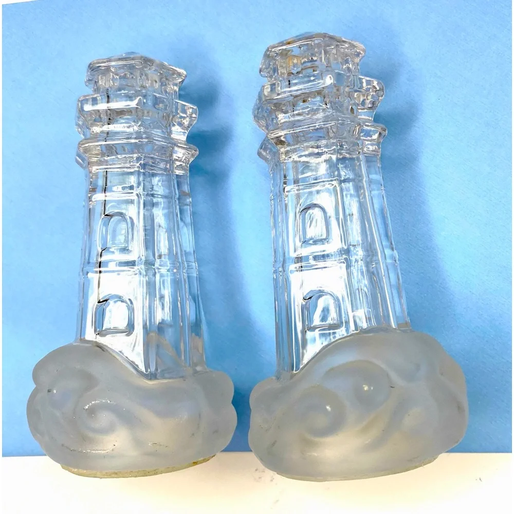 Crystal Lighthouse Salt & Pepper Shakers, Vintage - Picture 4 of 6
